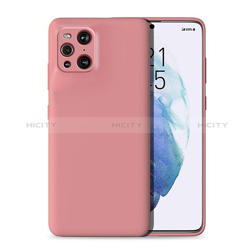 Oppo Find X3 5G用360度 フルカバー極薄ソフトケース シリコンケース 耐衝撃 全面保護 バンパー Oppo ピンク