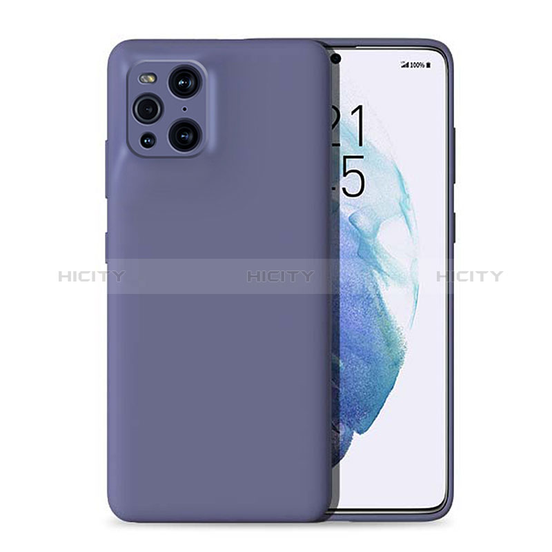 Oppo Find X3 5G用360度 フルカバー極薄ソフトケース シリコンケース 耐衝撃 全面保護 バンパー Oppo ラベンダーグレー