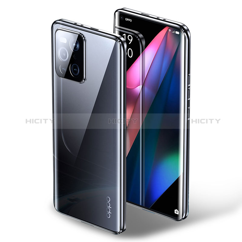 Oppo Find X3 5G用ケース 高級感 手触り良い アルミメタル 製の金属製 360度 フルカバーバンパー 鏡面 カバー P01 Oppo 