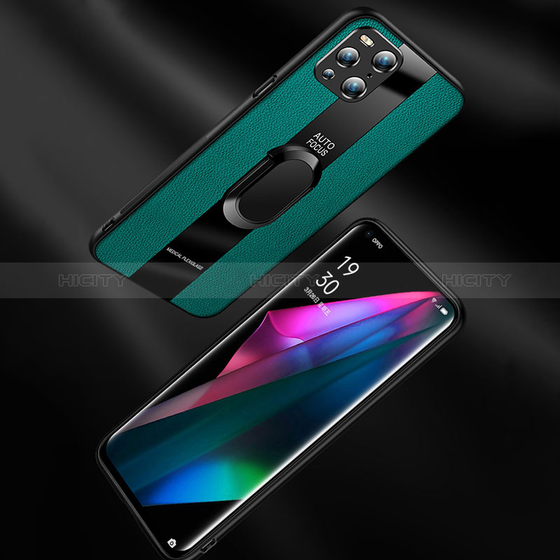 Oppo Find X3 5G用シリコンケース ソフトタッチラバー レザー柄 アンドマグネット式 S01 Oppo 