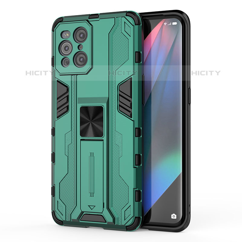 Oppo Find X3 Pro 5G用ハイブリットバンパーケース スタンド プラスチック 兼シリコーン カバー マグネット式 Oppo 