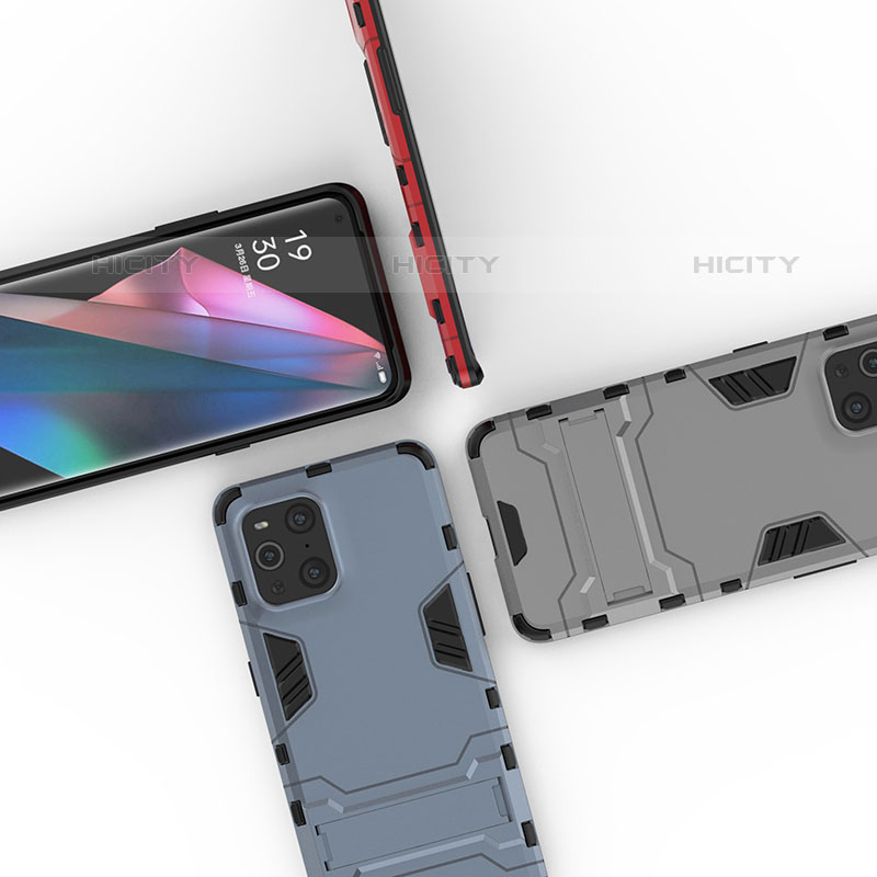 Oppo Find X3 Pro 5G用ハイブリットバンパーケース スタンド プラスチック 兼シリコーン カバー T02 Oppo 