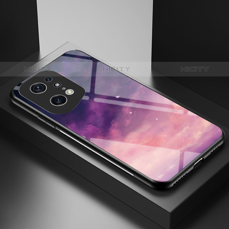 Oppo Find X5 Pro 5G用ハイブリットバンパーケース プラスチック パターン 鏡面 カバー LS1 Oppo パープル