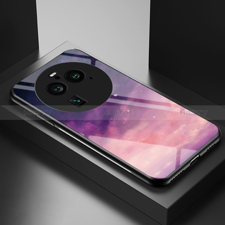 Oppo Find X6 Pro 5G用ハイブリットバンパーケース プラスチック パターン 鏡面 カバー LS2 Oppo パープル