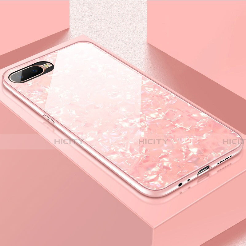 Oppo K1用ハイブリットバンパーケース プラスチック 鏡面 カバー T01 Oppo ピンク