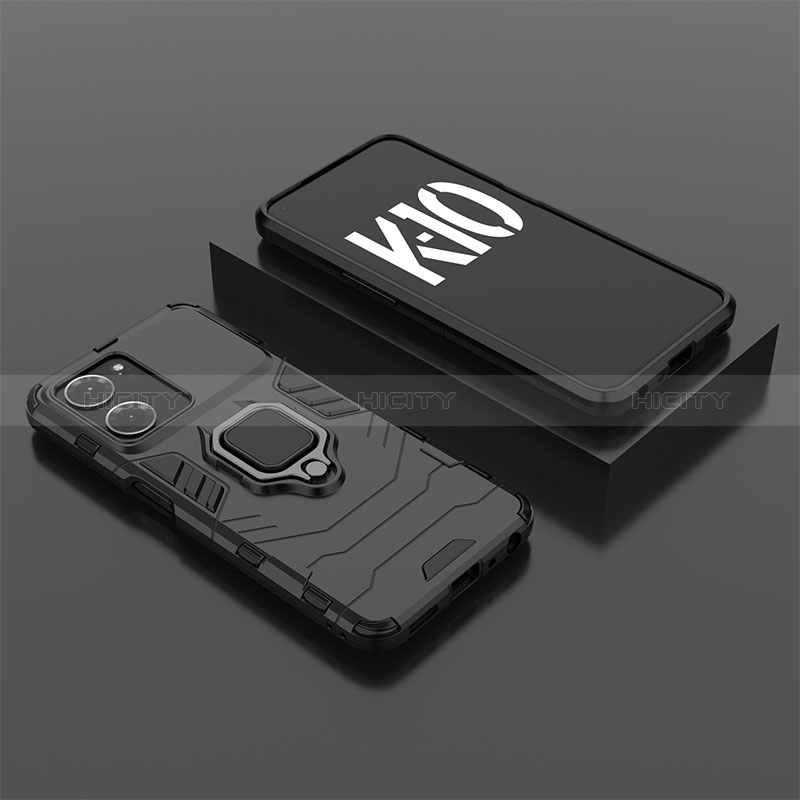Oppo K10 5G用ハイブリットバンパーケース プラスチック アンド指輪 マグネット式 S02 Oppo ブラック