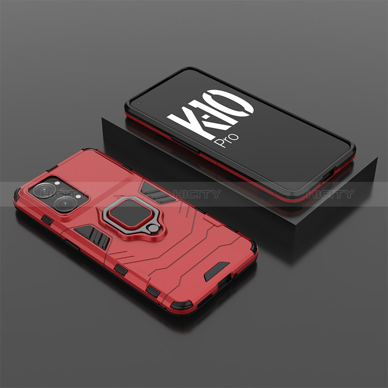 Oppo K10 Pro 5G用ハイブリットバンパーケース プラスチック アンド指輪 マグネット式 S02 Oppo レッド