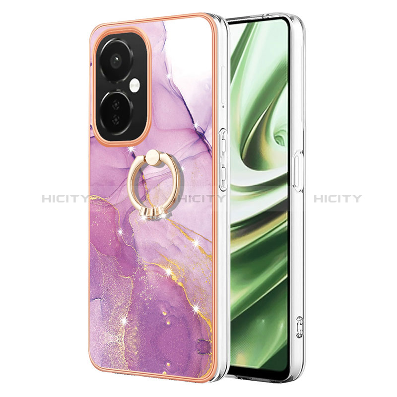 Oppo K11x 5G用シリコンケース ソフトタッチラバー バタフライ パターン カバー アンド指輪 Y05B Oppo ラベンダー