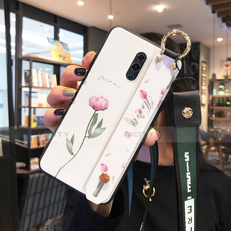 Oppo K3用ハイブリットバンパーケース プラスチック 鏡面 花 カバー Oppo ホワイト