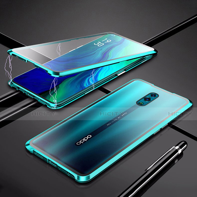 Oppo K3用ケース 高級感 手触り良い アルミメタル 製の金属製 360度 フルカバーバンパー 鏡面 カバー Oppo グリーン