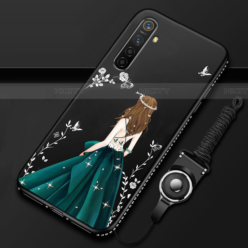 Oppo K5用シリコンケース ソフトタッチラバー バタフライ ドレスガール ドレス少女 カバー Oppo ブラック