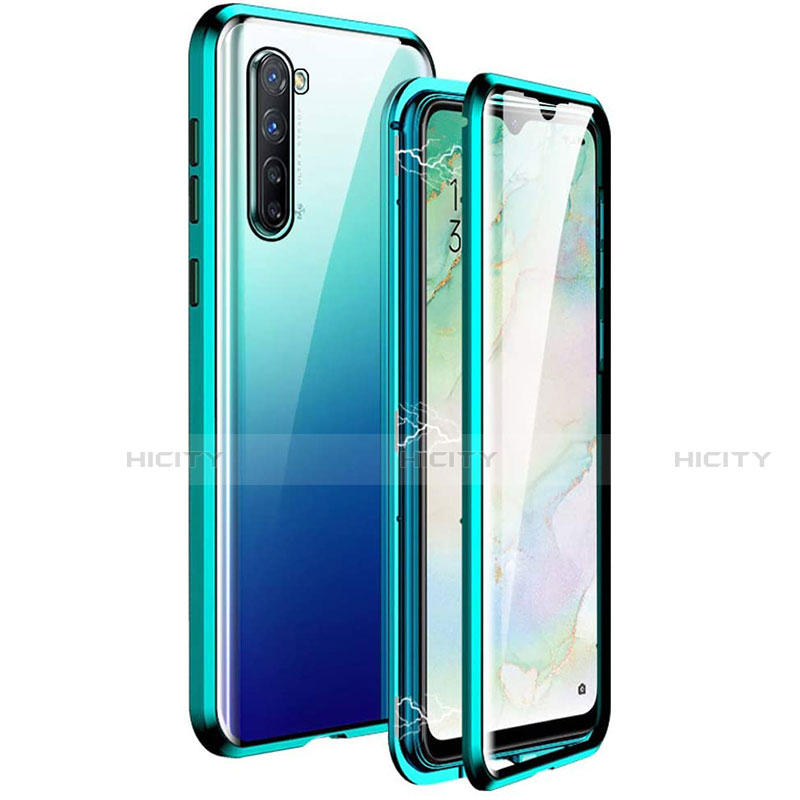 Oppo K7 5G用ケース 高級感 手触り良い アルミメタル 製の金属製 360度 フルカバーバンパー 鏡面 カバー M06 Oppo グリーン