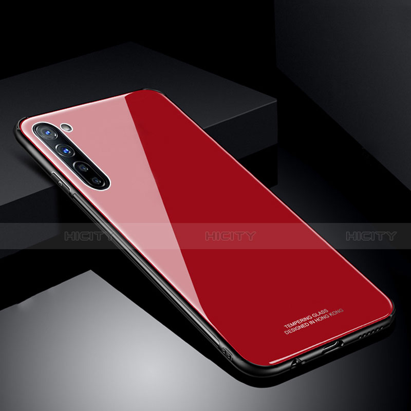 Oppo K7 5G用ハイブリットバンパーケース プラスチック 鏡面 カバー T01 Oppo レッド