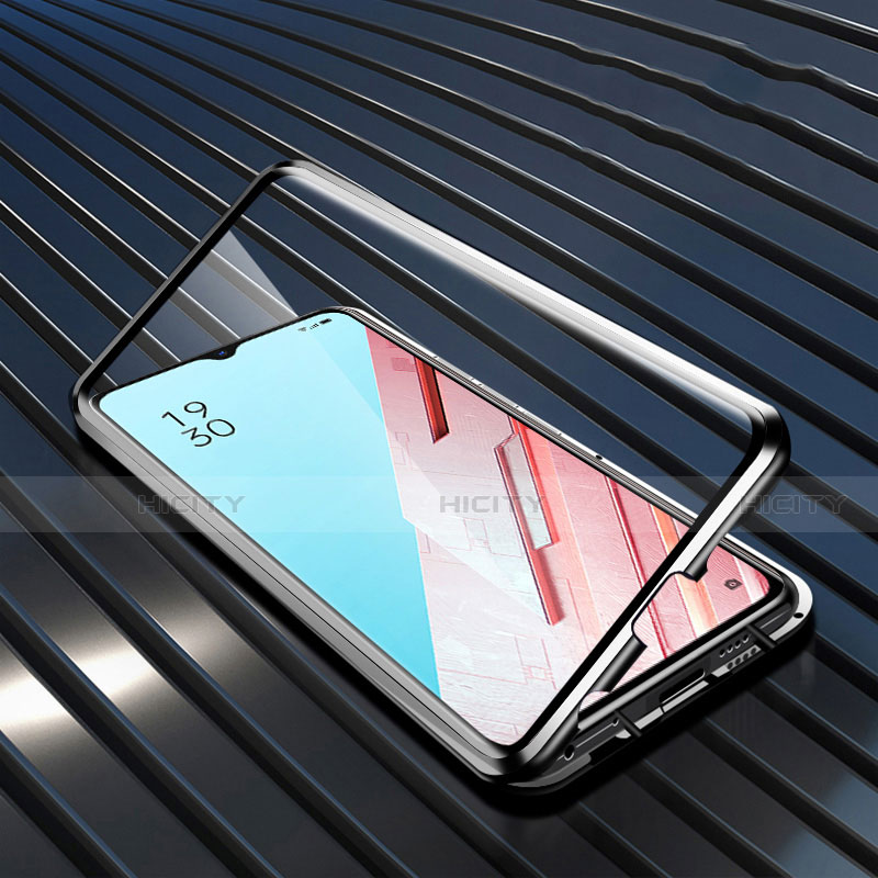 Oppo K7 5G用ケース 高級感 手触り良い アルミメタル 製の金属製 360度 フルカバーバンパー 鏡面 カバー M04 Oppo ブラック