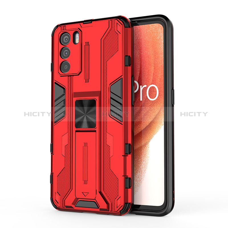 Oppo K9 Pro 5G用ハイブリットバンパーケース スタンド プラスチック 兼シリコーン カバー マグネット式 Oppo レッド