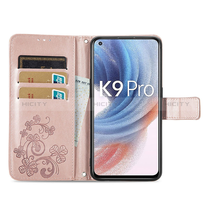 Oppo K9 Pro 5G用手帳型 レザーケース スタンド 花 カバー Oppo 