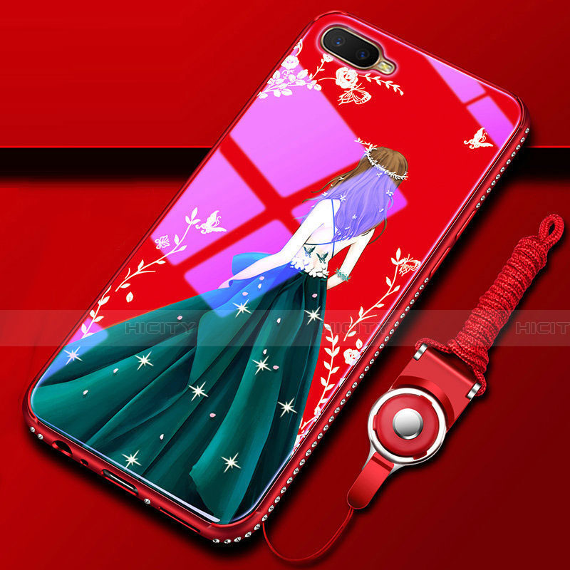 Oppo R17 Neo用ハイブリットバンパーケース プラスチック ドレスガール ドレス少女 鏡面 カバー M01 Oppo グリーン