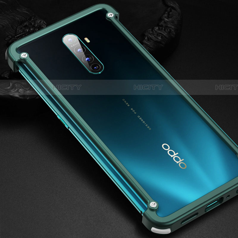 Oppo Reno Ace用ケース 高級感 手触り良い アルミメタル 製の金属製 バンパー カバー Oppo グリーン