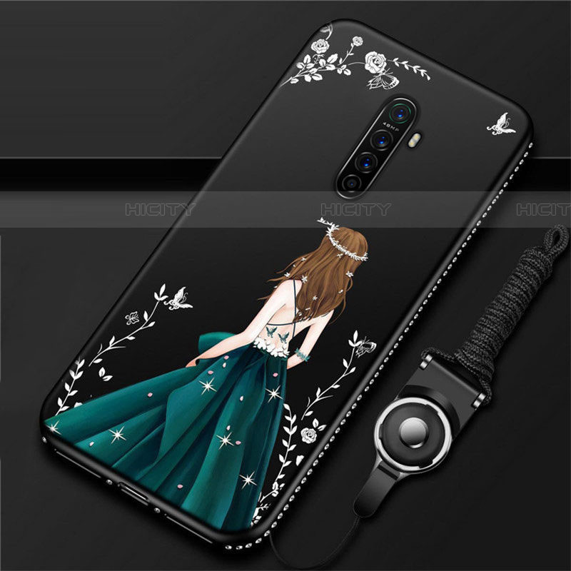 Oppo Reno Ace用シリコンケース ソフトタッチラバー バタフライ ドレスガール ドレス少女 カバー Oppo グリーン