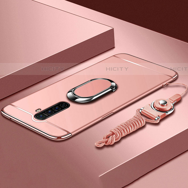 Oppo Reno Ace用ケース 高級感 手触り良い メタル兼プラスチック バンパー アンド指輪 A01 Oppo ローズゴールド