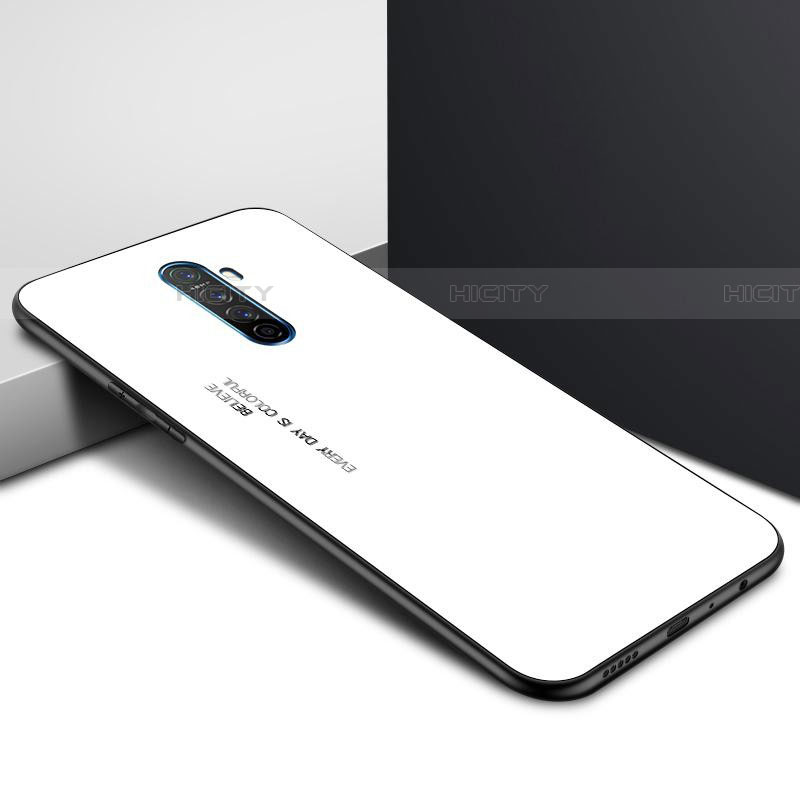 Oppo Reno Ace用ハイブリットバンパーケース プラスチック パターン 鏡面 カバー Oppo ホワイト