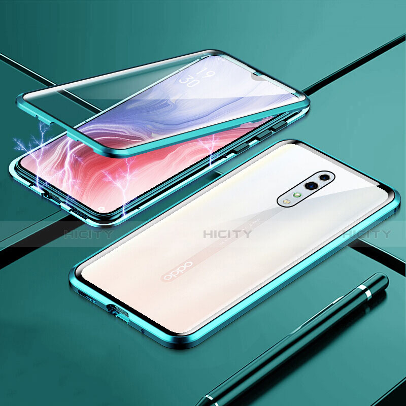 Oppo Reno Z用ケース 高級感 手触り良い アルミメタル 製の金属製 360度 フルカバーバンパー 鏡面 カバー Oppo グリーン