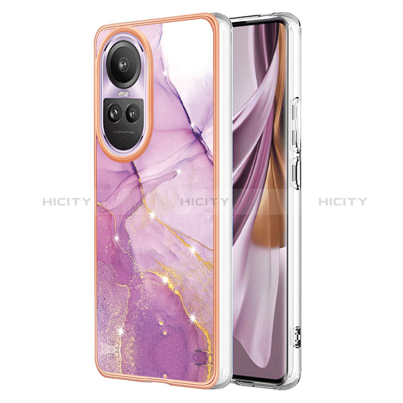 Oppo Reno10 5G用シリコンケース ソフトタッチラバー バタフライ パターン カバー YB5 Oppo ラベンダー