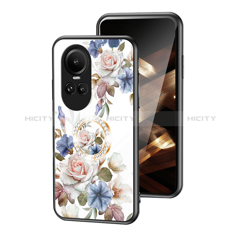 Oppo Reno10 5G用ハイブリットバンパーケース プラスチック 鏡面 花 カバー S01 Oppo 