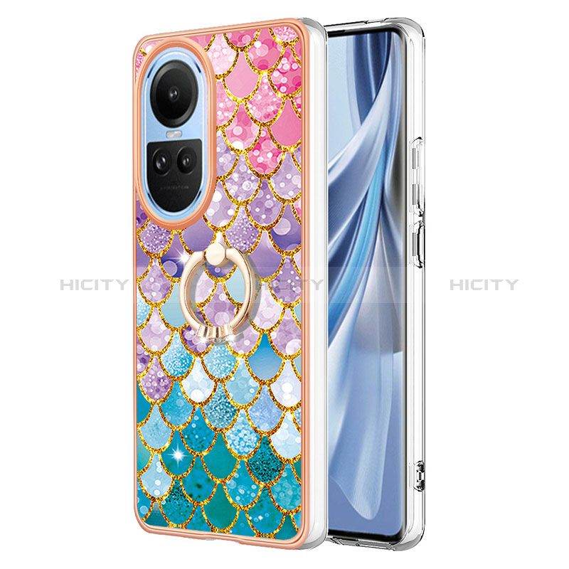 Oppo Reno10 Pro 5G用シリコンケース ソフトタッチラバー バタフライ パターン カバー アンド指輪 YB3 Oppo カラフル