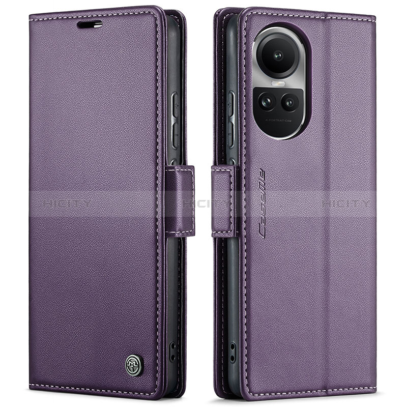 Oppo Reno10 Pro 5G用手帳型 レザーケース スタンド カバー C03S Oppo パープル