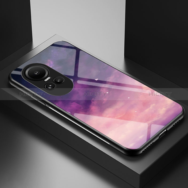 Oppo Reno10 Pro 5G用ハイブリットバンパーケース プラスチック パターン 鏡面 カバー LS2 Oppo パープル