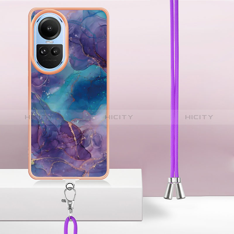 Oppo Reno10 Pro 5G用シリコンケース ソフトタッチラバー バタフライ パターン カバー 携帯ストラップ YB7 Oppo 