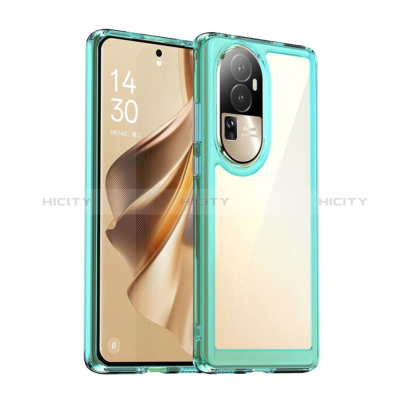 Oppo Reno10 Pro+ Plus 5G用ハイブリットバンパーケース クリア透明 プラスチック カバー J01S Oppo シアン