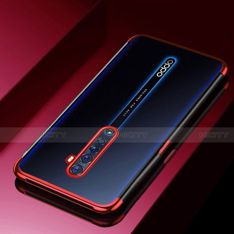 Oppo Reno2用極薄ソフトケース シリコンケース 耐衝撃 全面保護 クリア透明 H03 Oppo レッド