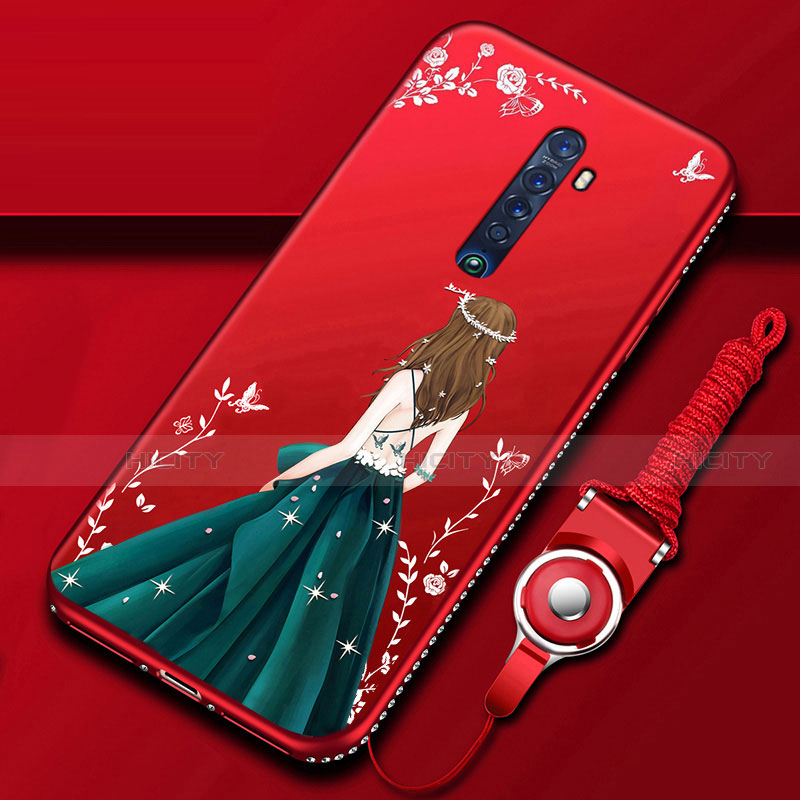 Oppo Reno2用シリコンケース ソフトタッチラバー バタフライ ドレスガール ドレス少女 カバー Oppo 