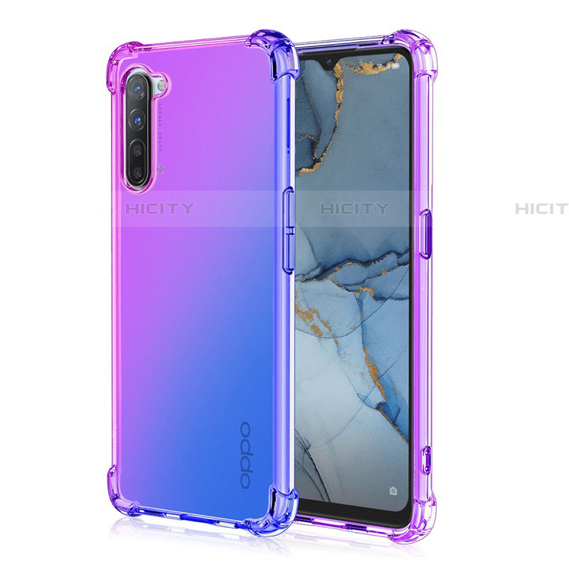 Oppo Reno3用極薄ソフトケース グラデーション 勾配色 クリア透明 G01 Oppo パープル