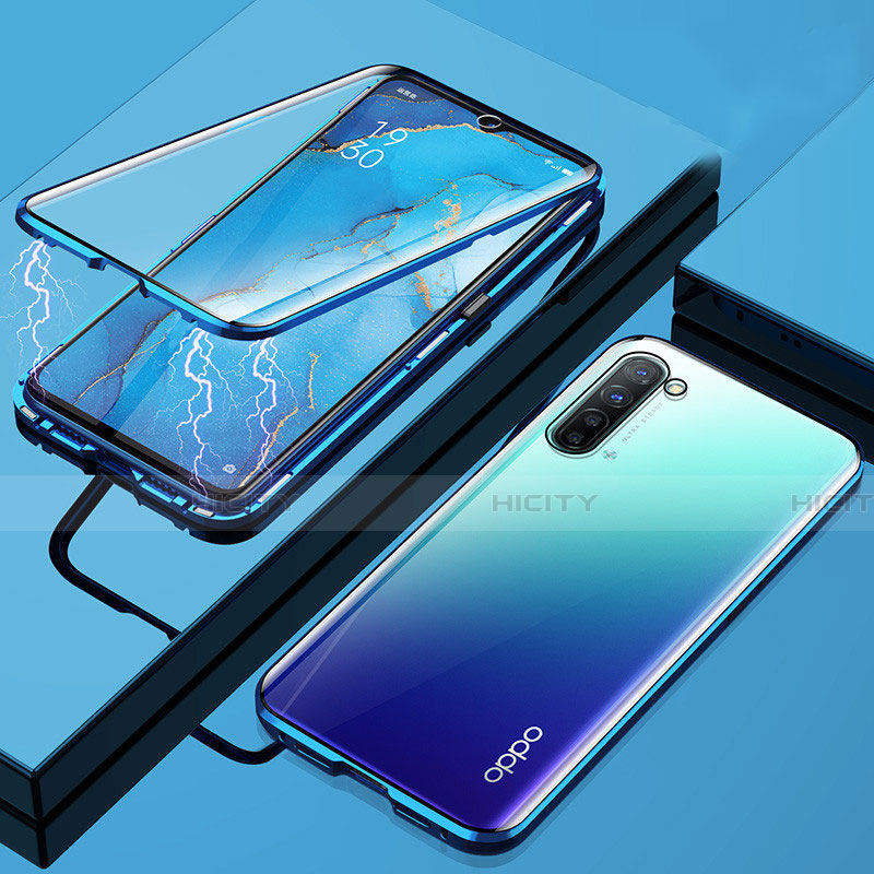 Oppo Reno3用ケース 高級感 手触り良い アルミメタル 製の金属製 360度 フルカバーバンパー 鏡面 カバー M02 Oppo 