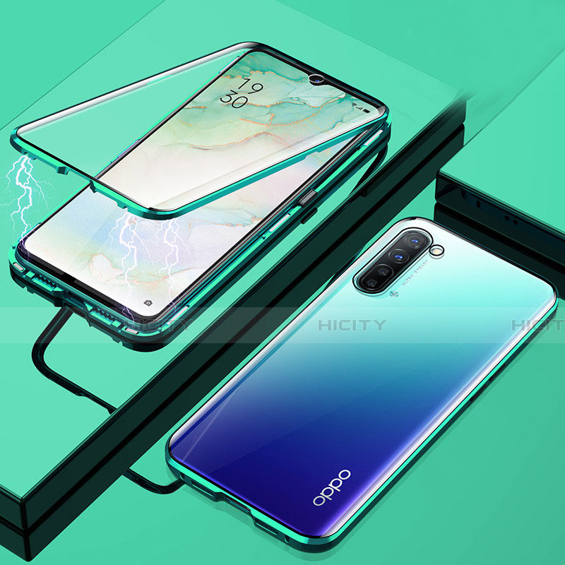 Oppo Reno3用ケース 高級感 手触り良い アルミメタル 製の金属製 360度 フルカバーバンパー 鏡面 カバー M02 Oppo 