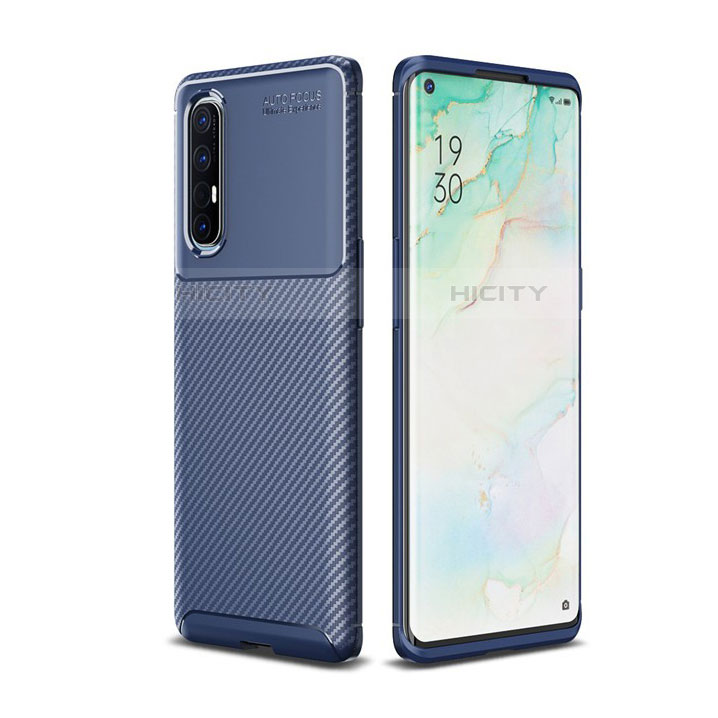 Oppo Reno3 Pro用シリコンケース ソフトタッチラバー ツイル カバー Oppo ネイビー