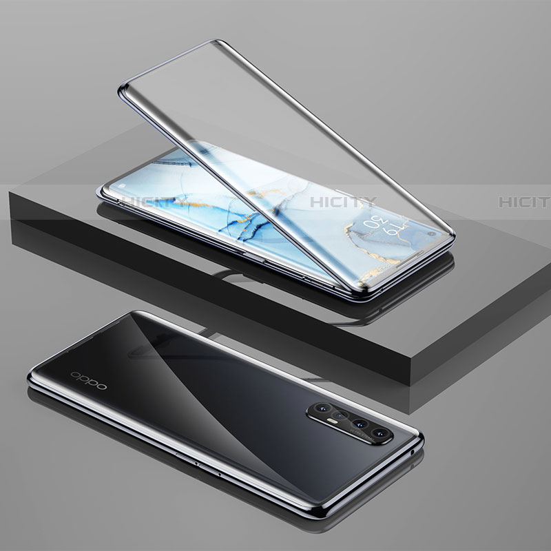 Oppo Reno3 Pro用ケース 高級感 手触り良い アルミメタル 製の金属製 360度 フルカバーバンパー 鏡面 カバー Oppo 