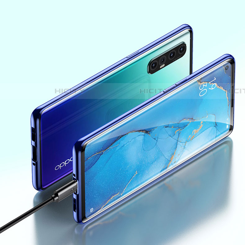 Oppo Reno3 Pro用ケース 高級感 手触り良い アルミメタル 製の金属製 360度 フルカバーバンパー 鏡面 カバー Oppo 