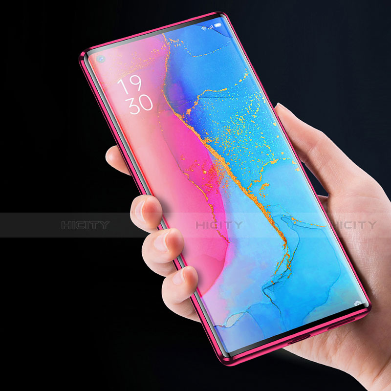 Oppo Reno3 Pro用ケース 高級感 手触り良い アルミメタル 製の金属製 360度 フルカバーバンパー 鏡面 カバー T01 Oppo 