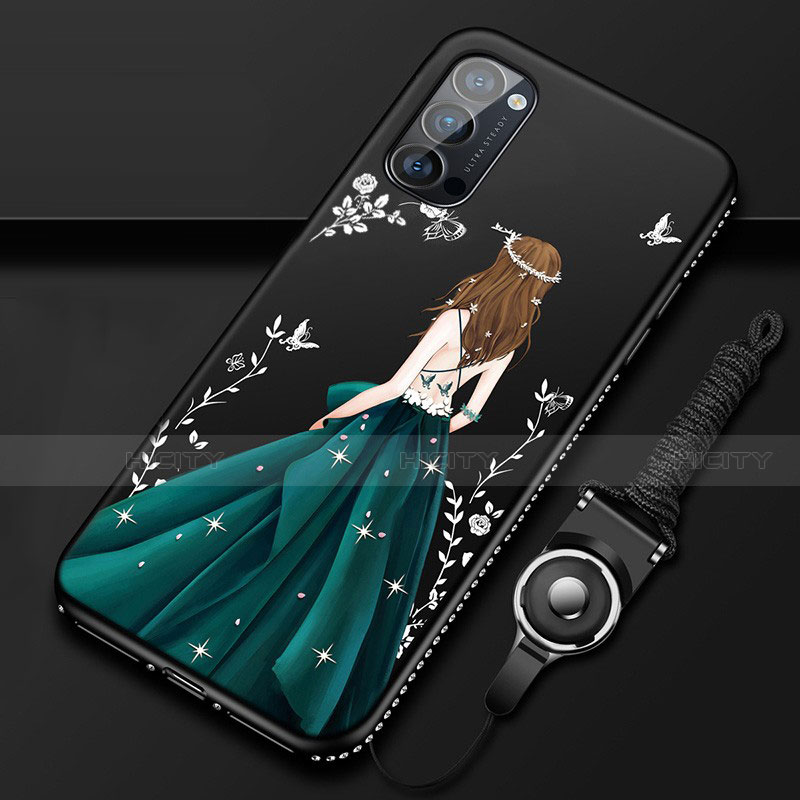 Oppo Reno4 5G用シリコンケース ソフトタッチラバー バタフライ ドレスガール ドレス少女 カバー S01 Oppo 