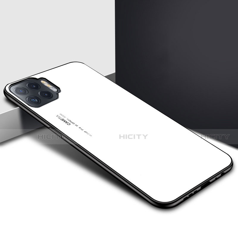 Oppo Reno4 F用ハイブリットバンパーケース プラスチック 鏡面 カバー Oppo ホワイト