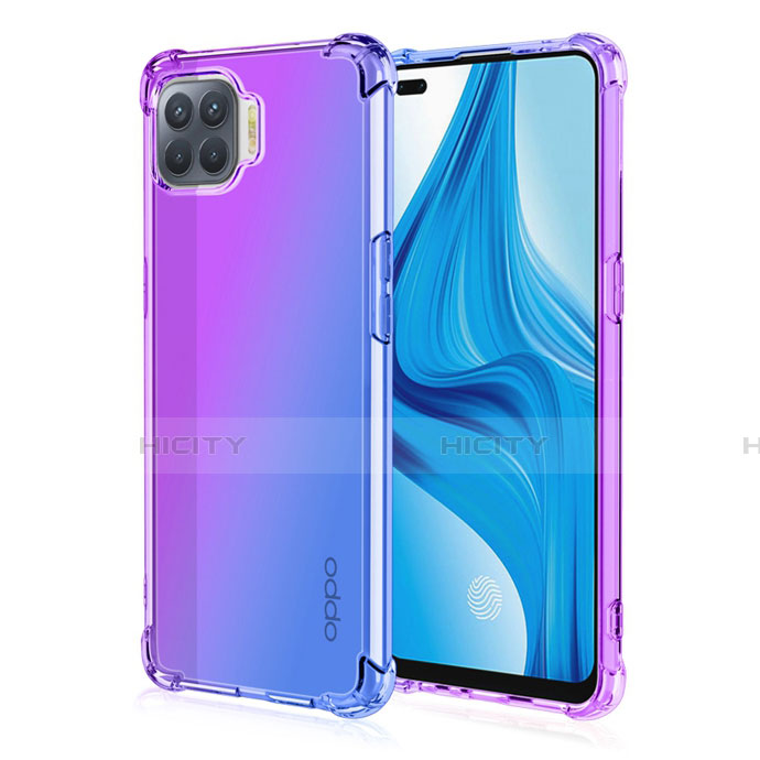 Oppo Reno4 F用極薄ソフトケース グラデーション 勾配色 クリア透明 G01 Oppo パープル