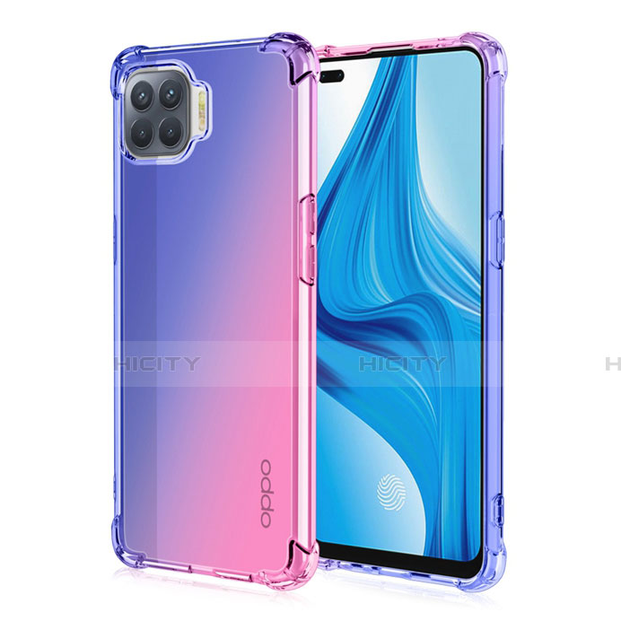 Oppo Reno4 F用極薄ソフトケース グラデーション 勾配色 クリア透明 G01 Oppo ネイビー