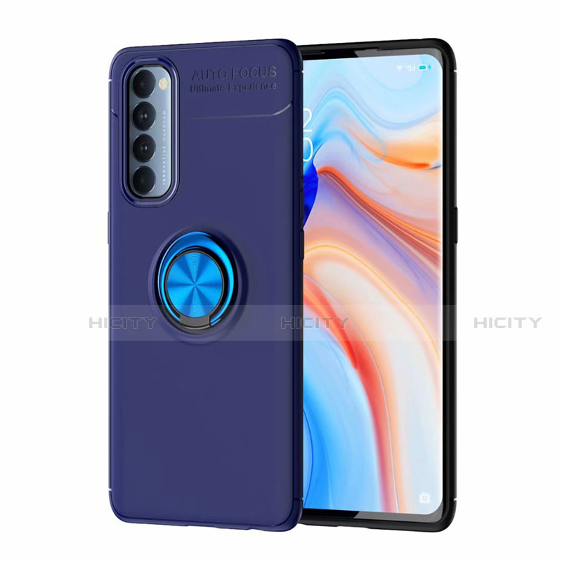 Oppo Reno4 Pro 4G用極薄ソフトケース シリコンケース 耐衝撃 全面保護 アンド指輪 マグネット式 バンパー Oppo 