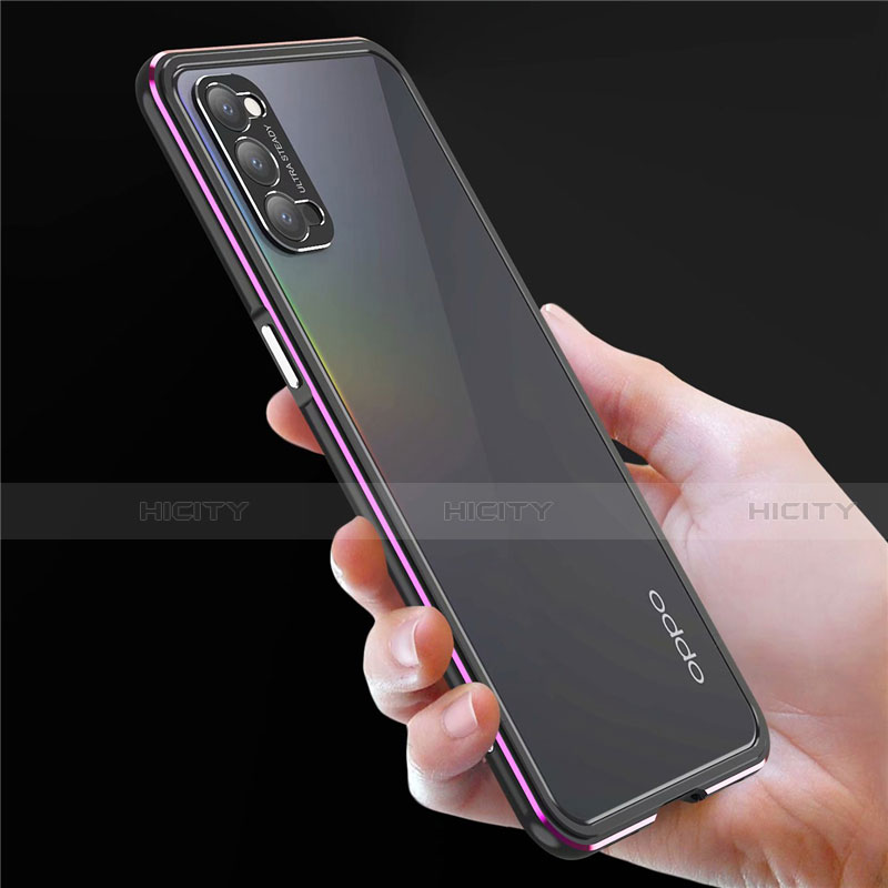 Oppo Reno4 Pro 5G用ケース 高級感 手触り良い アルミメタル 製の金属製 バンパー カバー T01 Oppo 