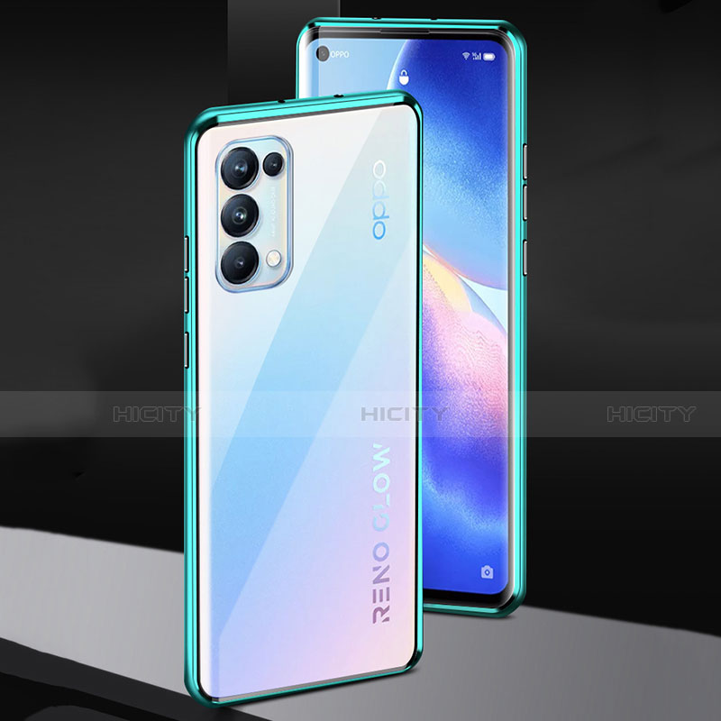 Oppo Reno5 5G用ケース 高級感 手触り良い アルミメタル 製の金属製 360度 フルカバーバンパー 鏡面 カバー M02 Oppo 