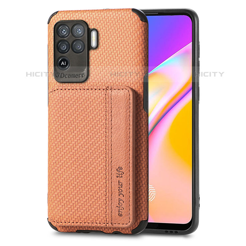 Oppo Reno5 F用極薄ソフトケース シリコンケース 耐衝撃 全面保護 マグネット式 バンパー S01D Oppo ブラウン